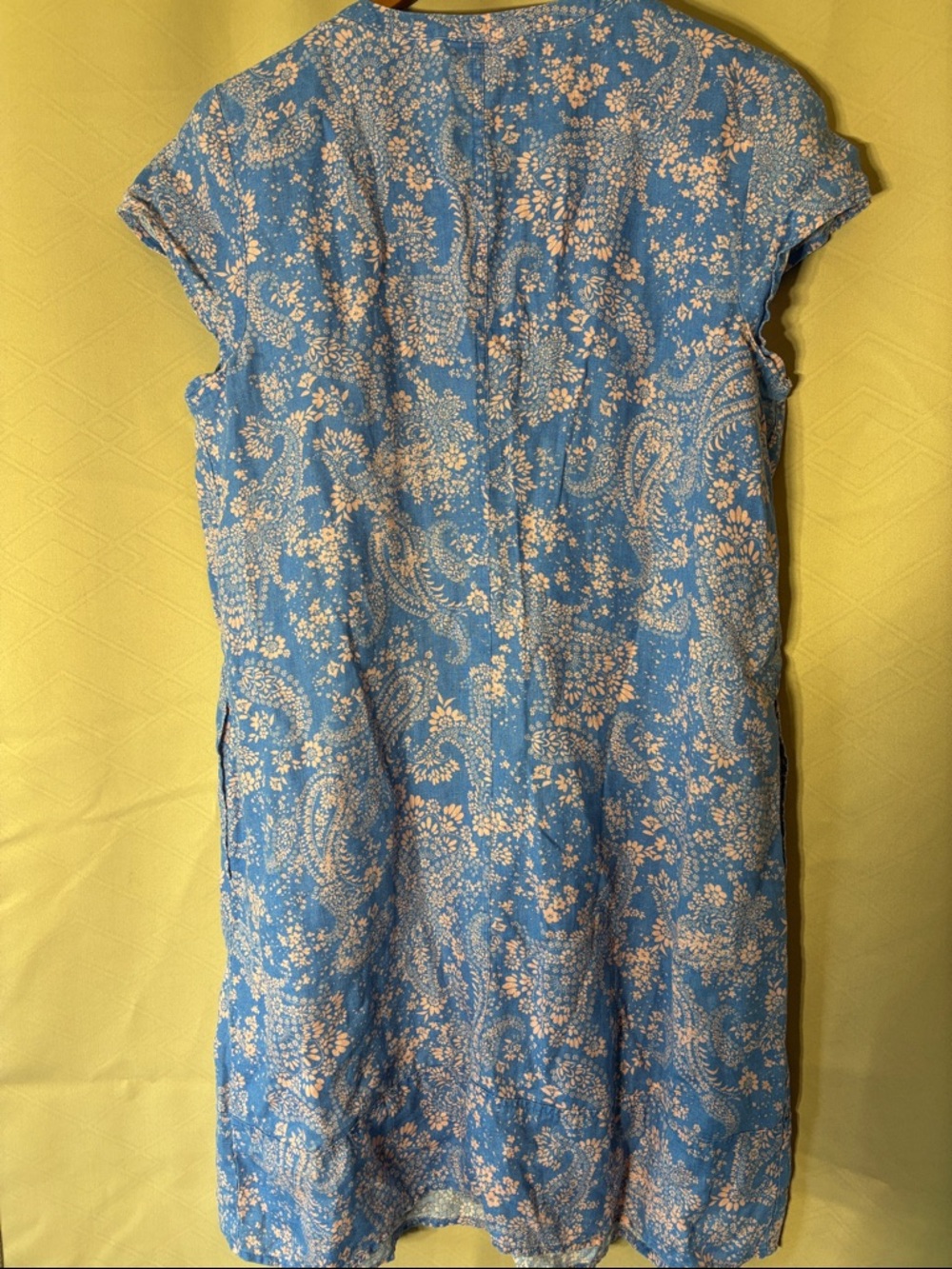 J-Jill  Blue 100 % linen Midi Dress with Pink Accent 0067 - Picture 7 of 8